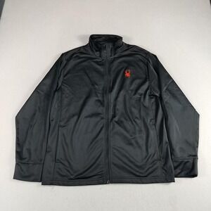 Spyder Jacket Mens Medium Black Full Zip Lightweight Athletic Polyester Red Logo
